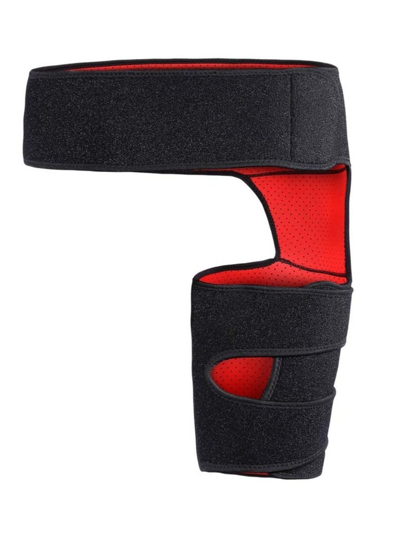 Groin Wrap Black Adjustable Support, for Hip Brace Thigh Support Pain Relief Strain Neoprene