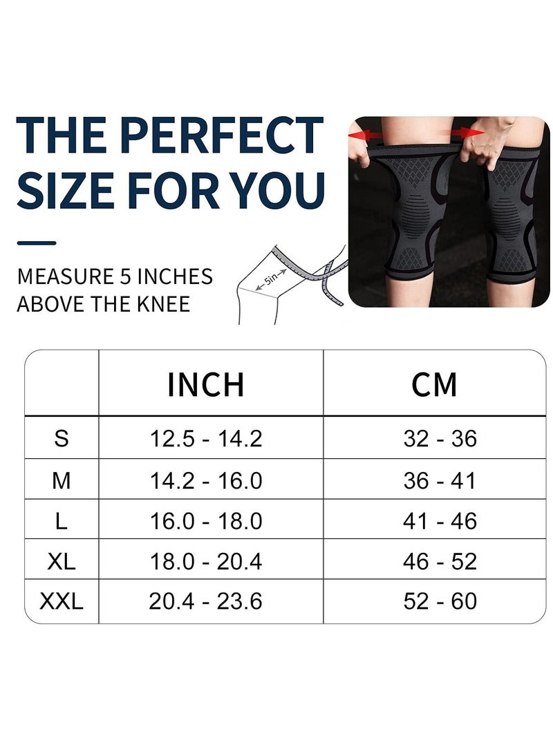 Knee Brace 2 Pack Compression Sleeve Support for Men & Women Weightlifting, Gym, Workout, Hiking, Sports (M)