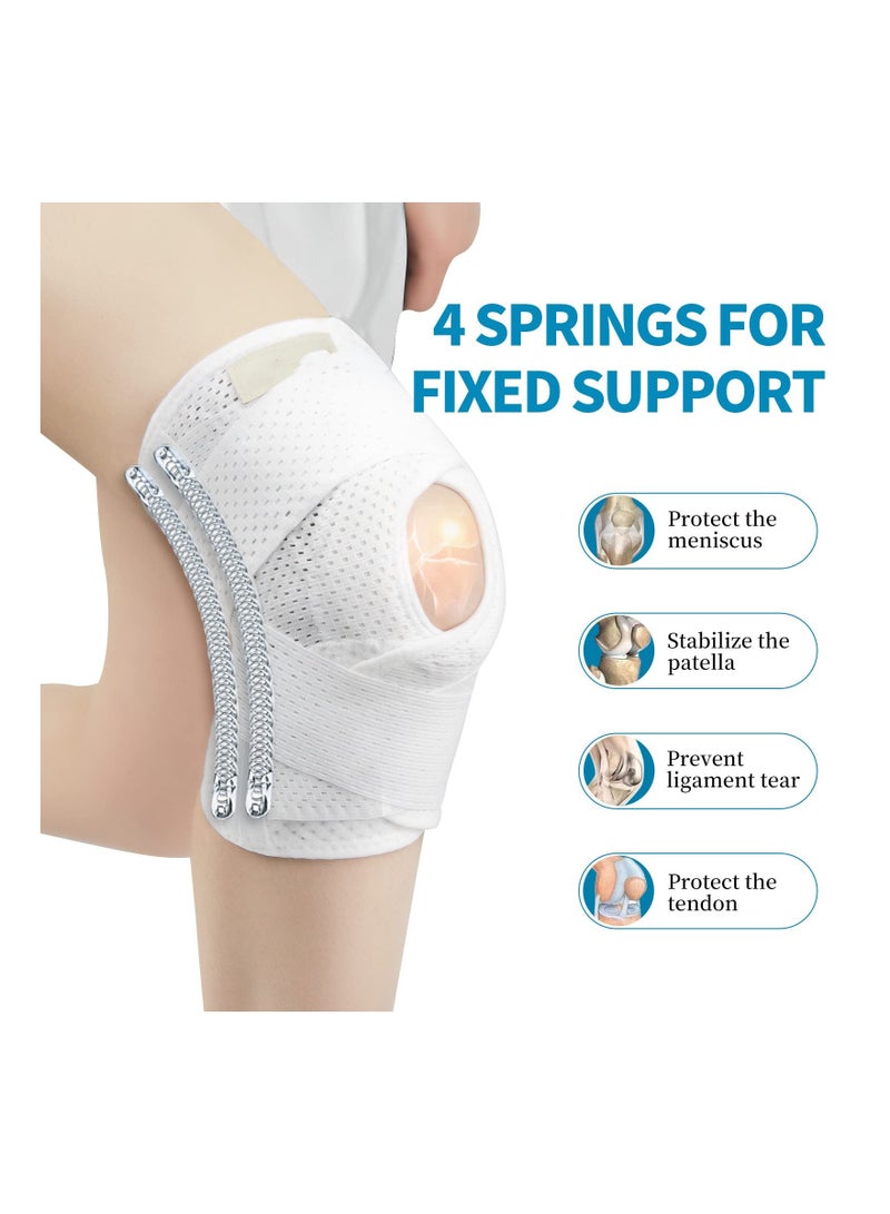 Knee Brace, Compression Sleeve Support, Brace with Side Stabilizers, for Meniscal Tear, Pain ACL MCL Arthritis Injuries Recovery, Breathable Adjustable Support Men Women (L)