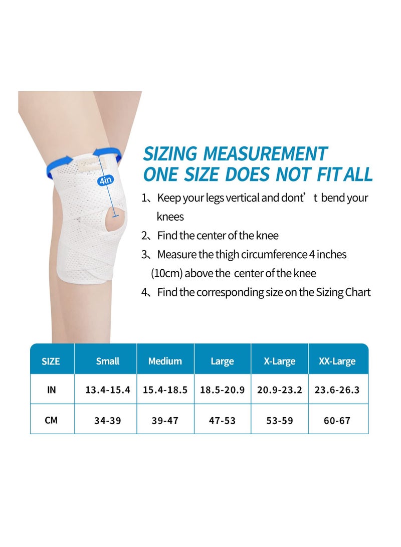 Knee Brace, Compression Sleeve Support, Brace with Side Stabilizers, for Meniscal Tear, Pain ACL MCL Arthritis Injuries Recovery, Breathable Adjustable Support Men Women (L)