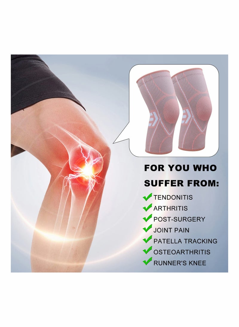 Knee Braces for Pain 2 pack, Brace, Compression Sleeve Support Women & Men, Running, Gym, Hiking (XL)