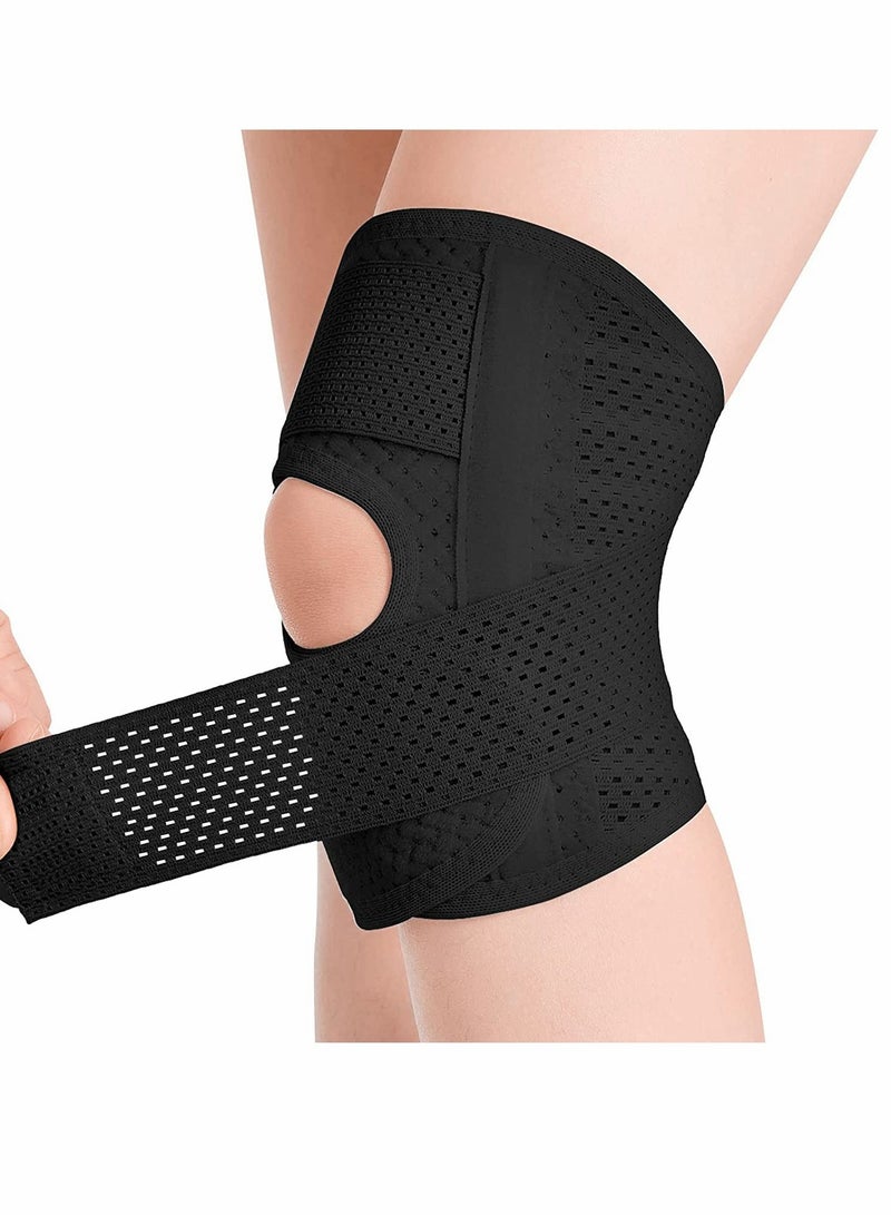 Knee Brace with Side Stabilizers Relieve Meniscal Tear Pain ACL MCL Arthritis,Joint Relief, Breathable Adjustable Support Suitable for Sports Injuries (Right - L)