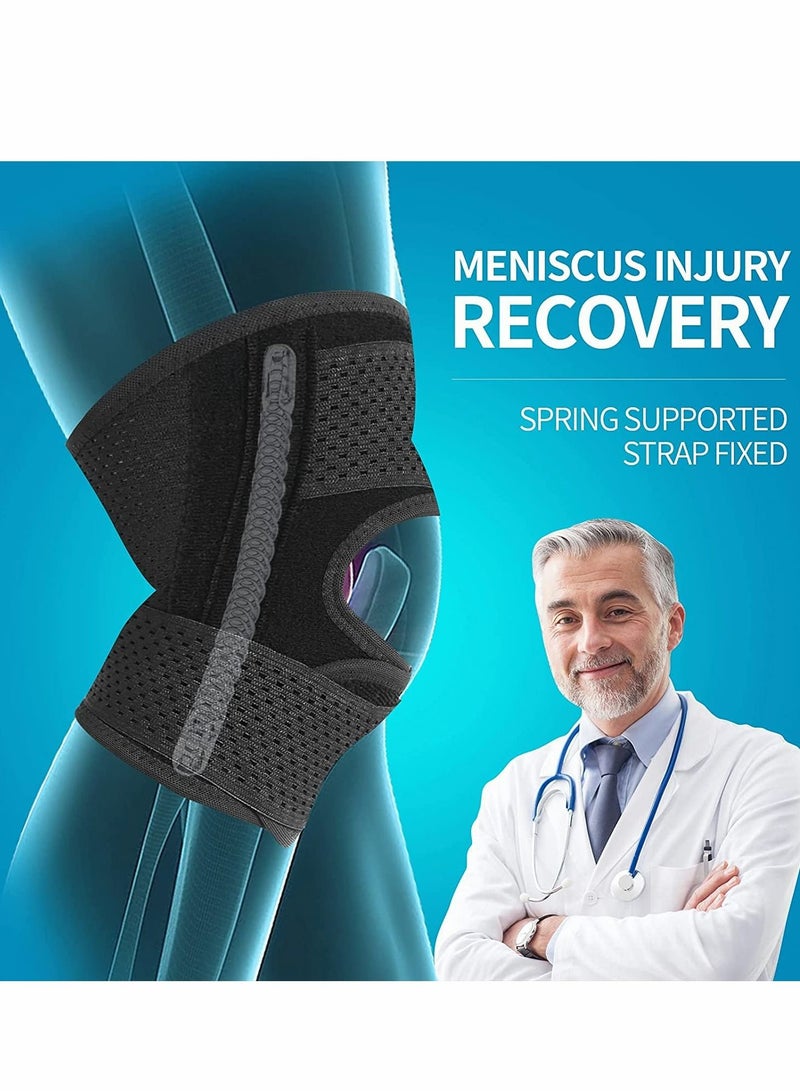 Knee Brace with Side Stabilizers Relieve Meniscal Tear Pain ACL MCL Arthritis,Joint Relief, Breathable Adjustable Support Suitable for Sports Injuries (Right - L)