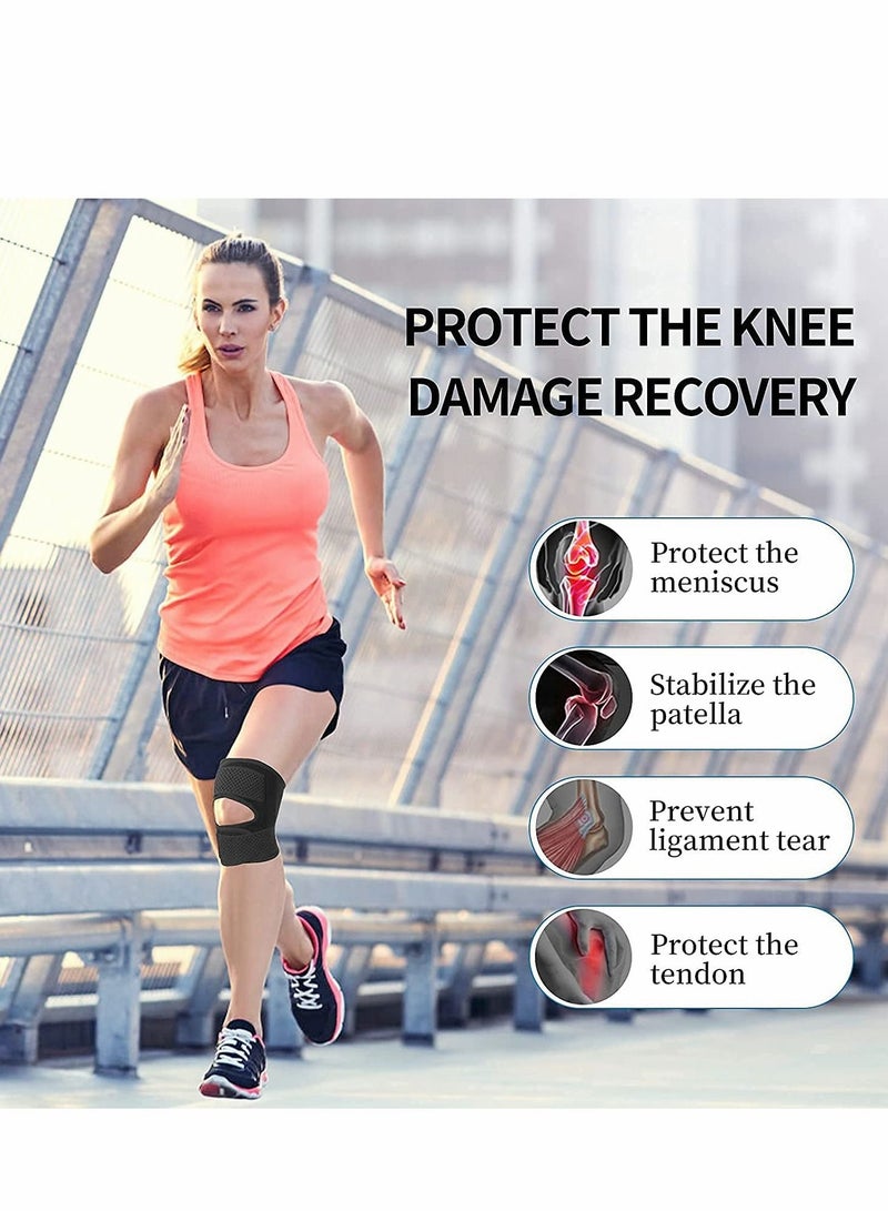 Knee Brace with Side Stabilizers Relieve Meniscal Tear Pain ACL MCL Arthritis,Joint Relief, Breathable Adjustable Support Suitable for Sports Injuries (Right - L)