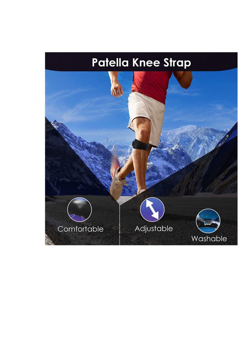Patella Strap Knee Brace Support, 2 Pack for Arthritis, ACL, Running, Basketball, Meniscus Tear, Sports, Athletic Best Hiking, Soccer, Volleyball & Squats 2Pack