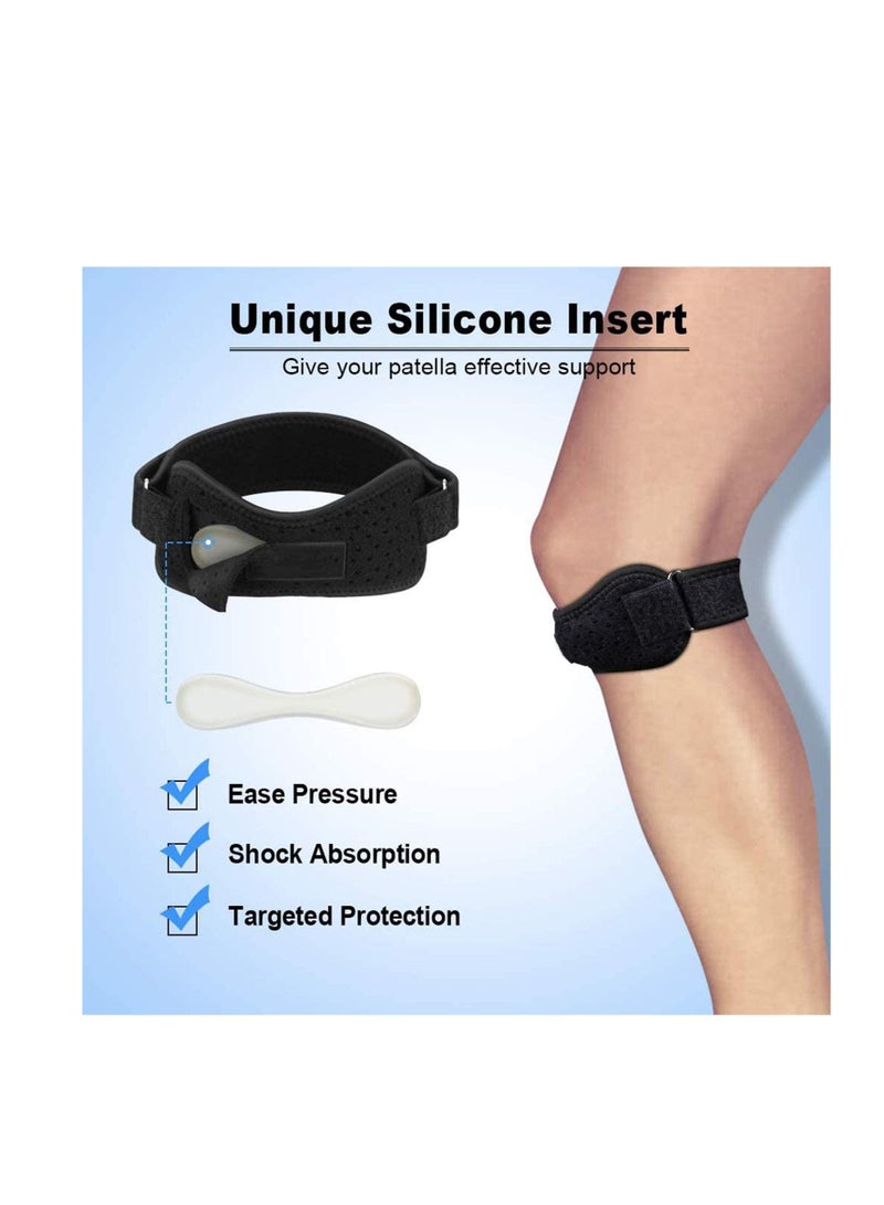 Patella Strap Knee Brace Support, 2 Pack for Arthritis, ACL, Running, Basketball, Meniscus Tear, Sports, Athletic Best Hiking, Soccer, Volleyball & Squats 2Pack