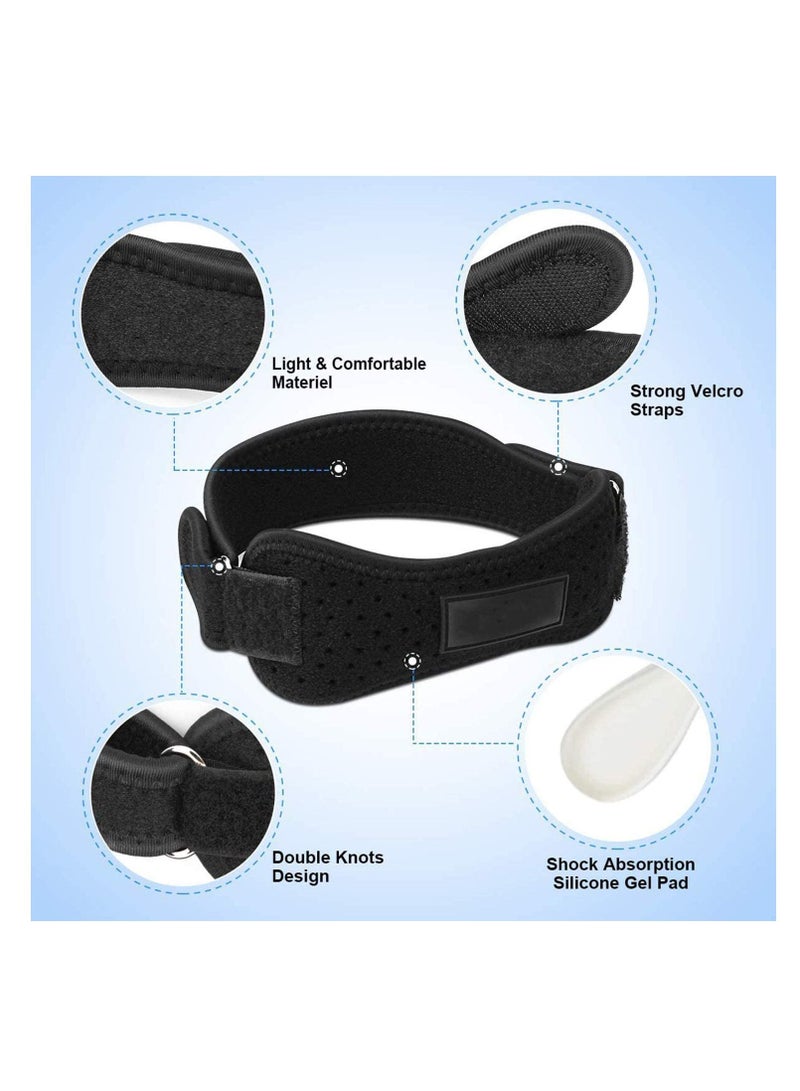 Patella Strap Knee Brace Support, 2 Pack for Arthritis, ACL, Running, Basketball, Meniscus Tear, Sports, Athletic Best Hiking, Soccer, Volleyball & Squats 2Pack