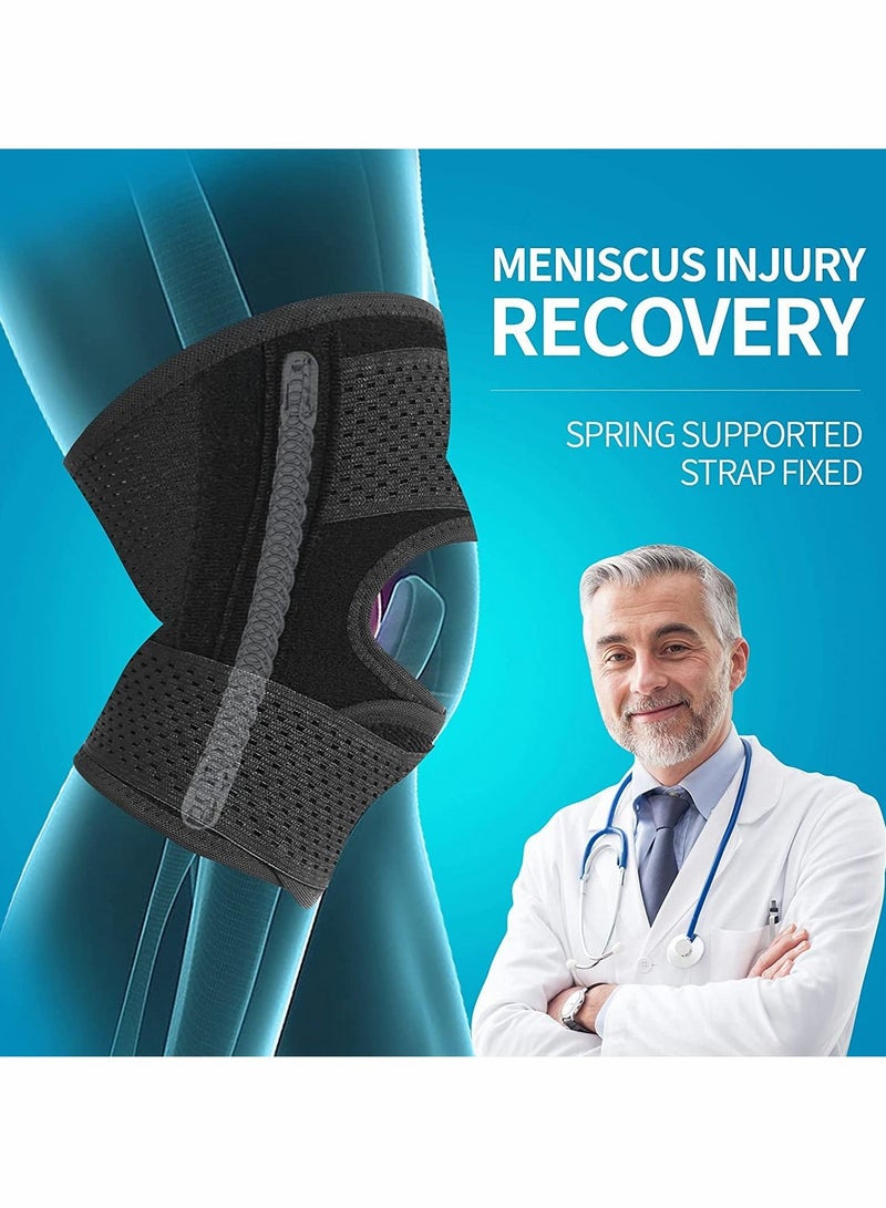Knee Brace with Side Stabilizers Relieve Meniscal Tear Pain ACL MCL Arthritis,Joint Relief, Breathable Adjustable Support Suitable for Men and Women Sports Injuries (Left - L)