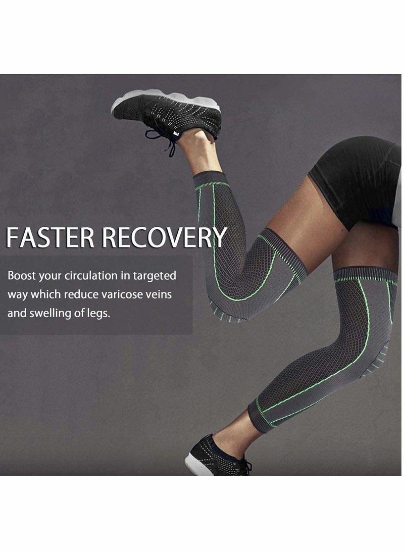 Knee Support Full Leg Compression Sleeve for Women Stretch Long Pads Men's Sports Protection Running Basketball Football Cycling Riding 1 Pcs (Medium)