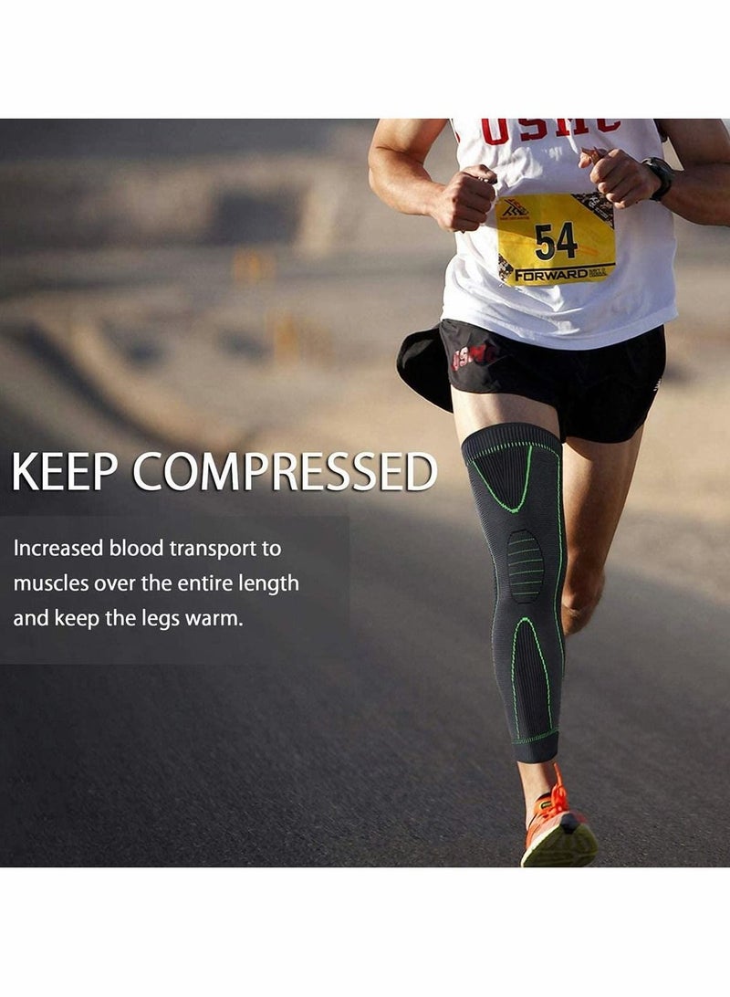 Knee Support Full Leg Compression Sleeve for Women Stretch Long Pads Men's Sports Protection Running Basketball Football Cycling Riding 1 Pcs (Medium)