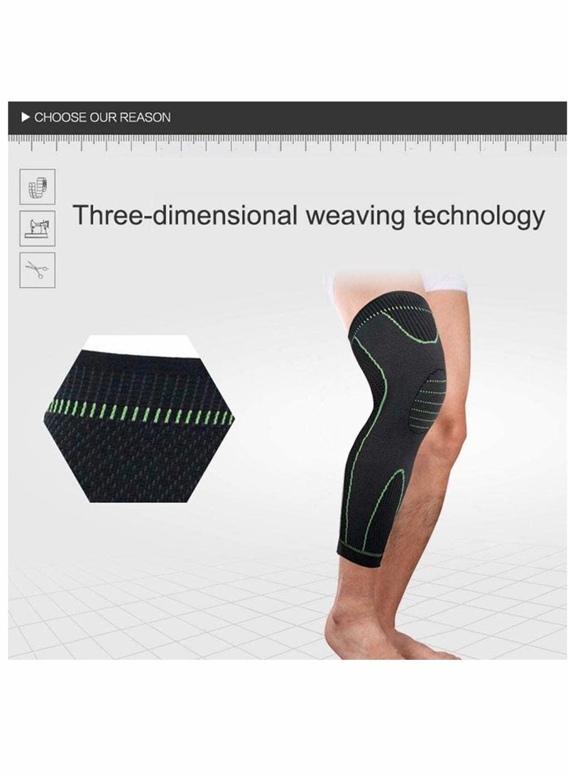 Knee Support Full Leg Compression Sleeve for Women Stretch Long Pads Men's Sports Protection Running Basketball Football Cycling Riding 1 Pcs (Medium)