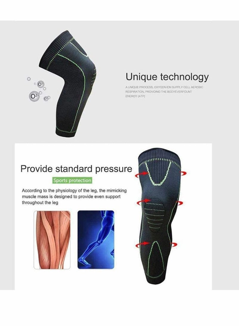 Knee Support Full Leg Compression Sleeve for Women Stretch Long Pads Men's Sports Protection Running Basketball Football Cycling Riding 1 Pcs (Medium)