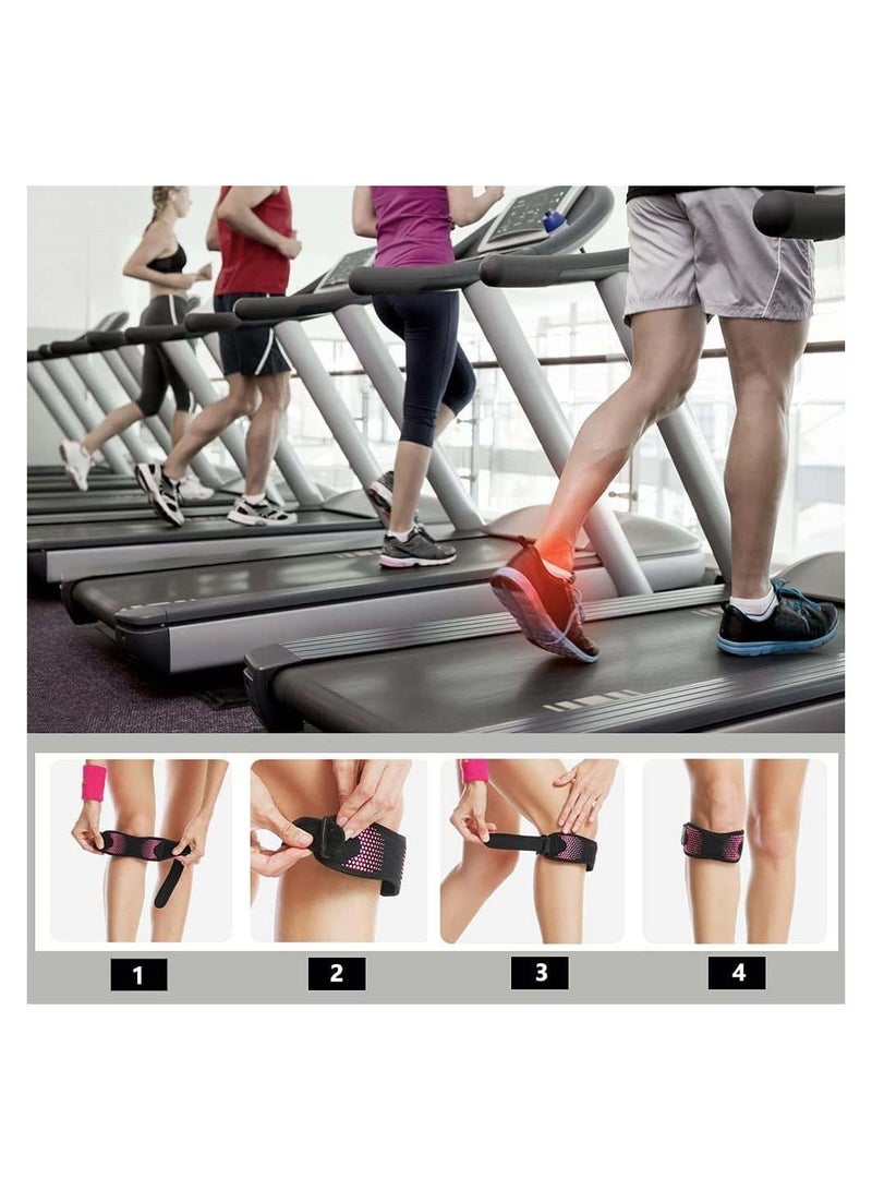 2Pcs Patella Tendon Knee Strap Pain Relief Support Brace Band Wide Adjustable Stabilizer for Running Hiking Basketball Jumpers Runner