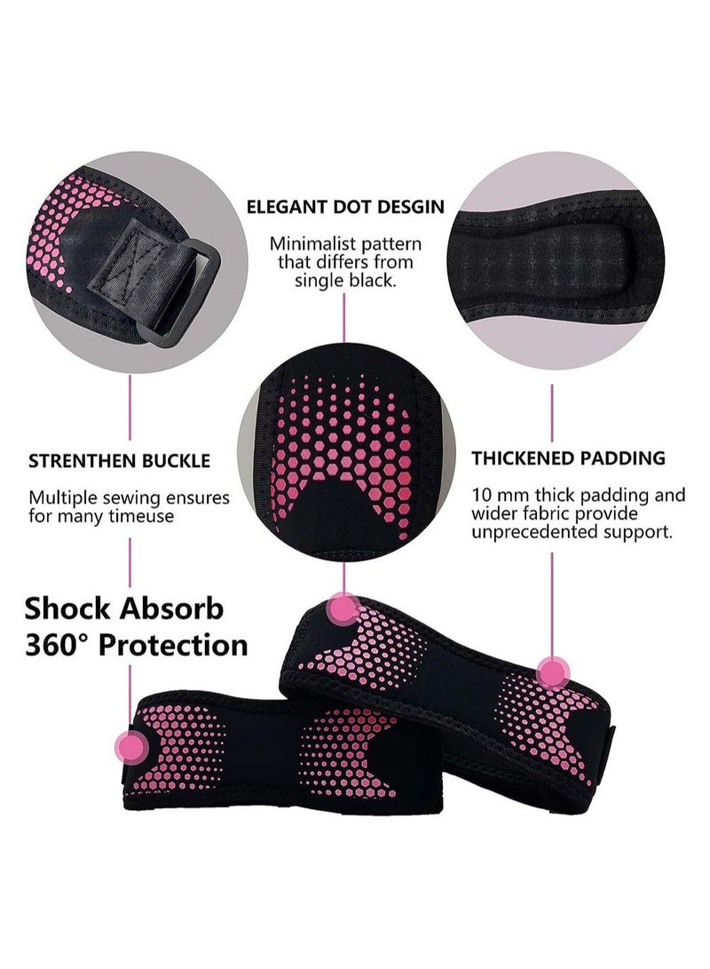 2Pcs Patella Tendon Knee Strap Pain Relief Support Brace Band Wide Adjustable Stabilizer for Running Hiking Basketball Jumpers Runner