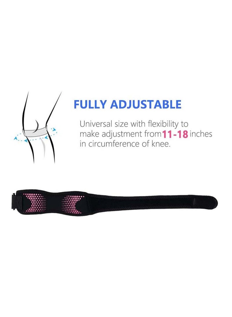 2Pcs Patella Tendon Knee Strap Pain Relief Support Brace Band Wide Adjustable Stabilizer for Running Hiking Basketball Jumpers Runner