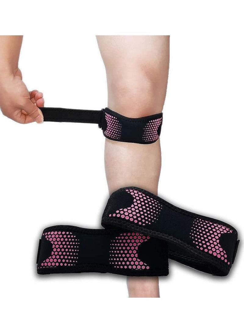 2Pcs Patella Tendon Knee Strap Pain Relief Support Brace Band Wide Adjustable Stabilizer for Running Hiking Basketball Jumpers Runner