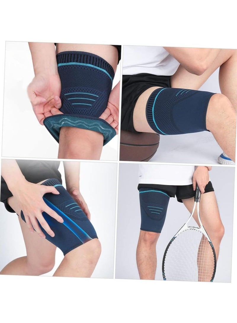 2pcs Thigh Protector, Support Brace, Leg Sleeves for Men Basketball Bike Mount, Adjustable Brace Quadriceps and Wraps, Unisex Breathable Neoprene Non-Slip Hamstring Compression