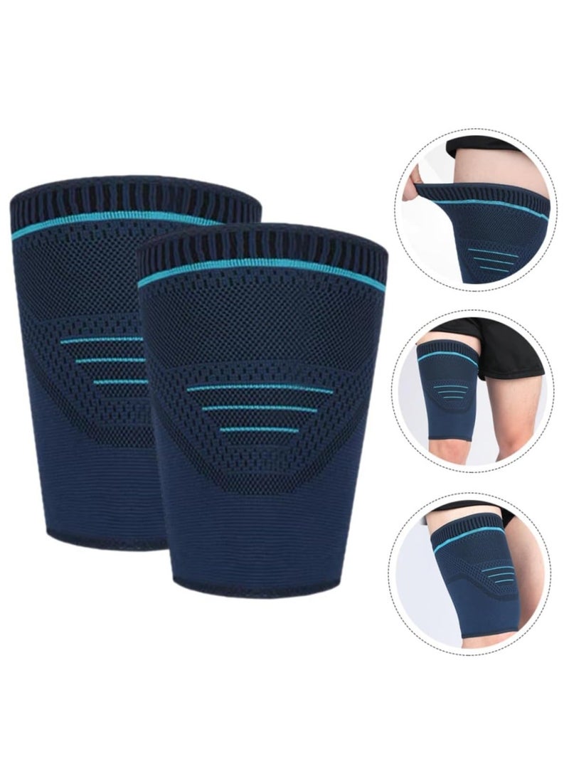 2pcs Thigh Protector, Support Brace, Leg Sleeves for Men Basketball Bike Mount, Adjustable Brace Quadriceps and Wraps, Unisex Breathable Neoprene Non-Slip Hamstring Compression