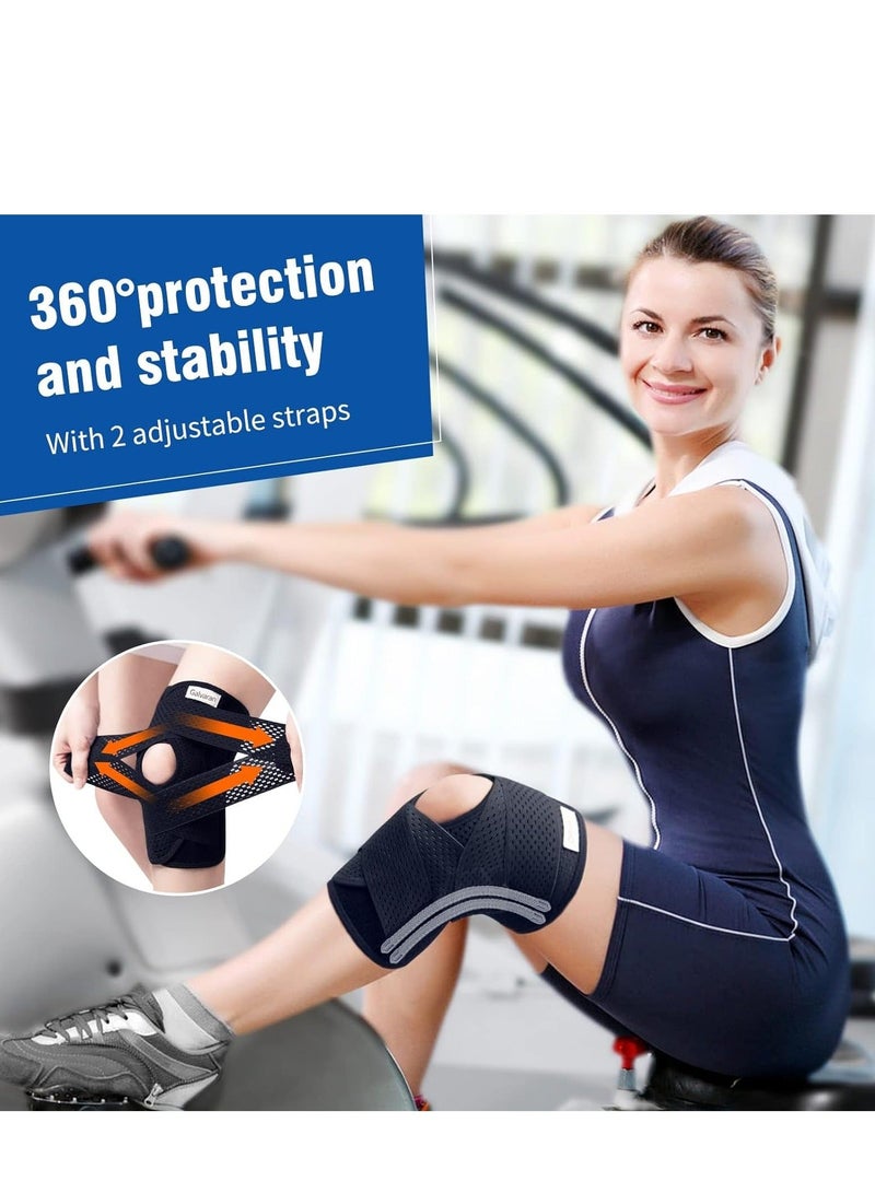 Professional Knee Brace with Side Stabilizers, Adjustable Support Meniscus Pad& Patella Gel Pad for Tear Pain ACL MCL Injury Recovery Men & Women, Workout, Sports (L)