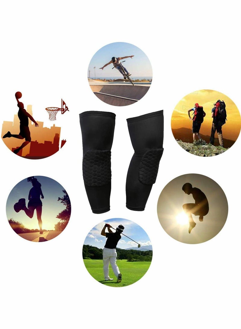 Knee Pads Basketball Compression Extended Leg Sleeves, 9mm Thick Crash Proof Pad Protective Non-Slip Support Brace for Men Women Youth Adult Volleyball Running Football - 1 Pair