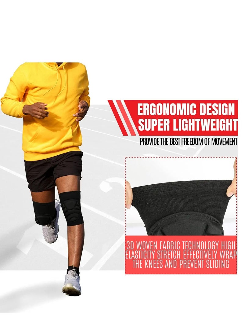 Volleyball Knee Pads, Protective Thick Sponge Collision Avoidance Sleeve Anti-Slip Breathable Sports Brace for Football Basketball Running Dance (Black, Medium)