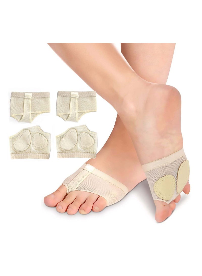 2 Pairs Dance Foot Thongs Ballet Wear Nude Lyrical Shoes Toe Pad Support Breathable Paw for Jazz Modern Contemporary Size M