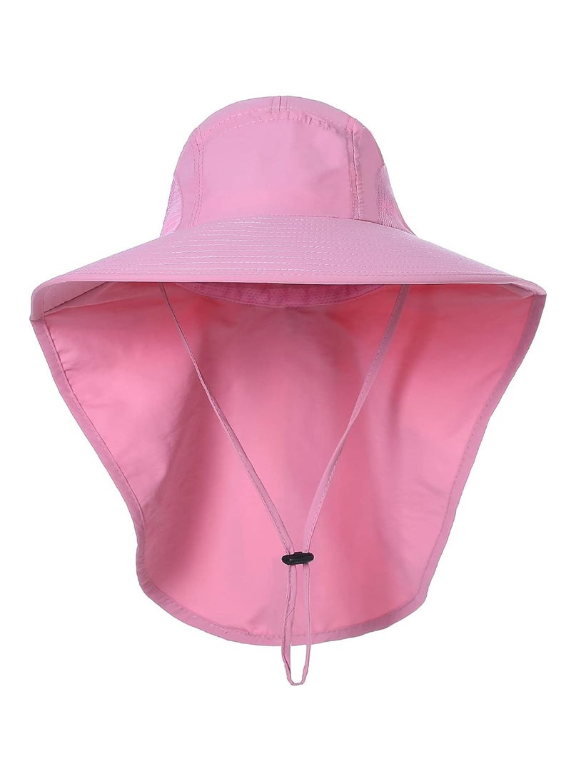 Sun Hat for Men/Women, Waterproof Wide Brim Bucket Hat UV Protection Boonie Hat for Fishing Hiking Garden Beach LIGHT PINK