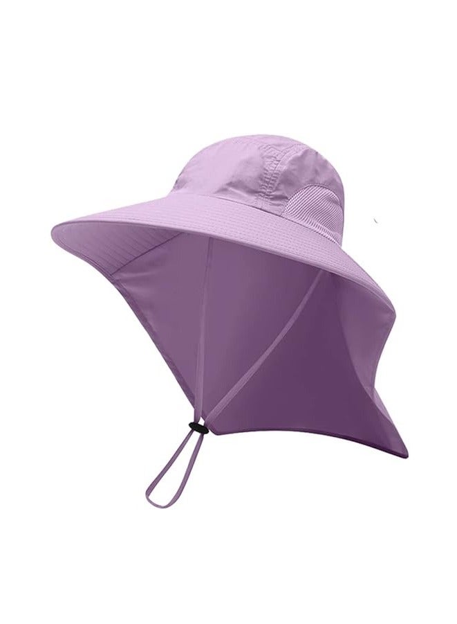 Sun Hat for Men/Women, Waterproof Wide Brim Bucket Hat UV Protection Boonie Hat for Fishing Hiking Garden Beach PURPLE