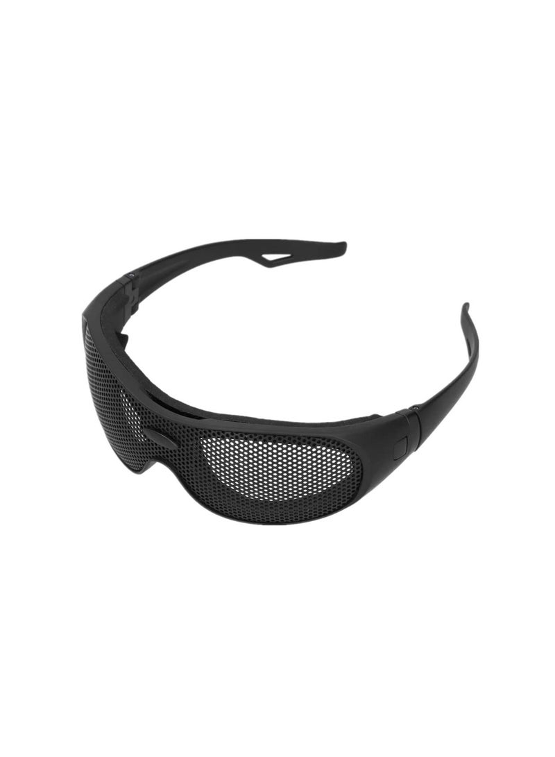 Safety Goggles, Breathable Impact Resistant Iron Mesh Pattern Uv400, Against Wind and Sand, for Outdoor Game, Windproof Glasses Most Face Shapes, Design with Case(1 Pack)