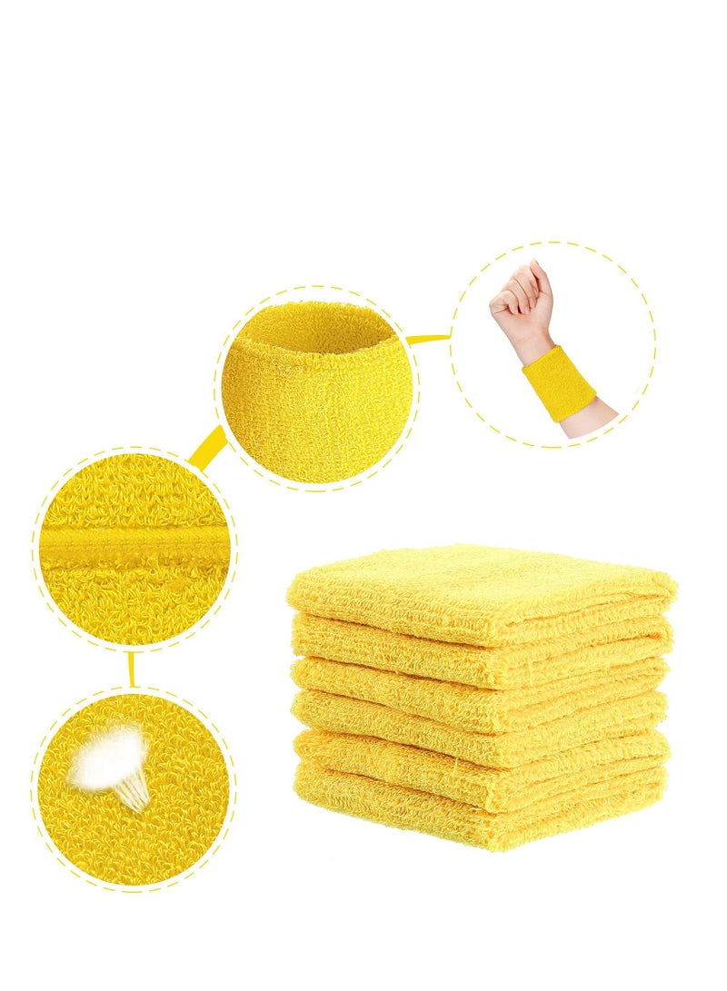 6 Pack Wrist Sweatbands Tennis Bands Absorbent for Football Basketball Running Athletic Sports and Working Out