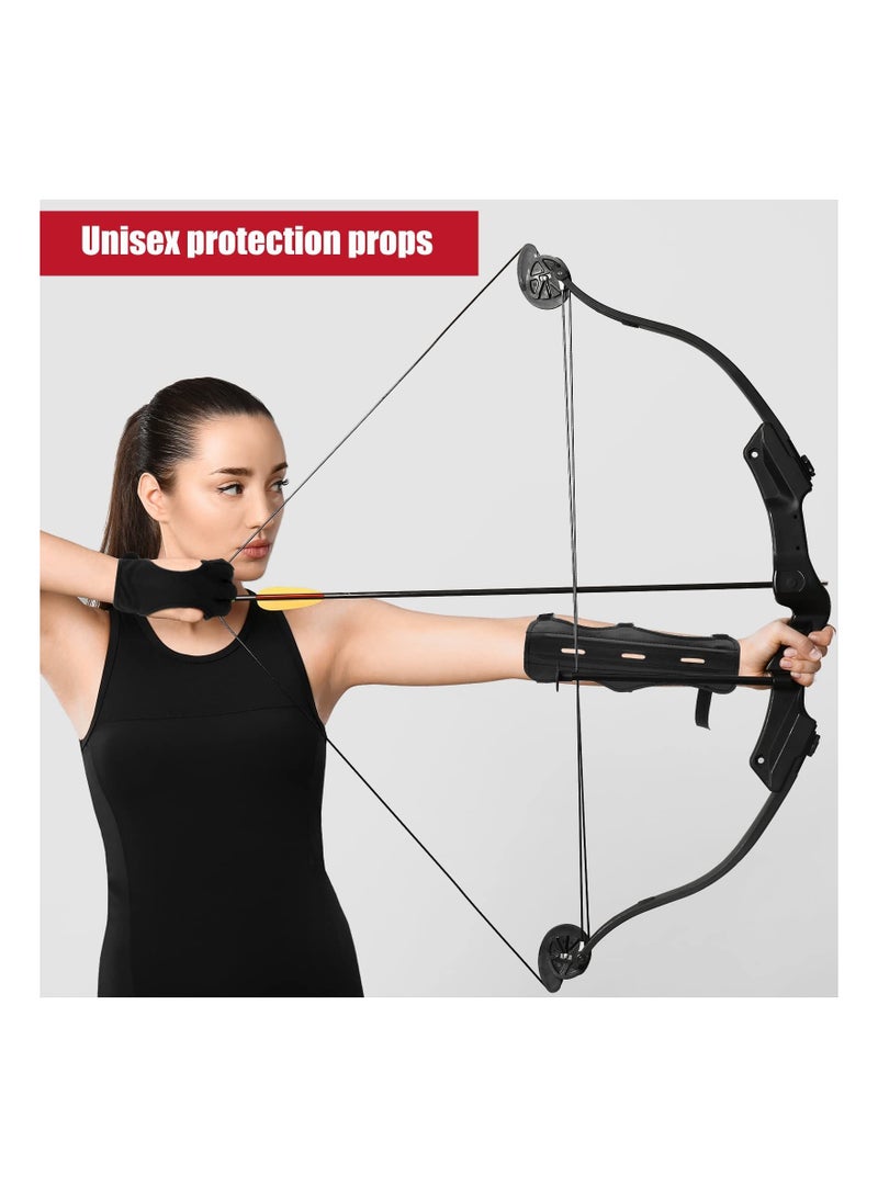 2 PACK Archery Arm Guard For Hunting And Target Shooting Adjustable Wrist With Three Straps Leather Pu Bracer Adult Archers Bow Finger for Compound Recurve Shoo
