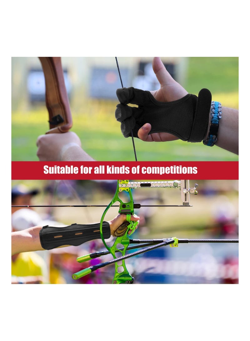 2 PACK Archery Arm Guard For Hunting And Target Shooting Adjustable Wrist With Three Straps Leather Pu Bracer Adult Archers Bow Finger for Compound Recurve Shoo