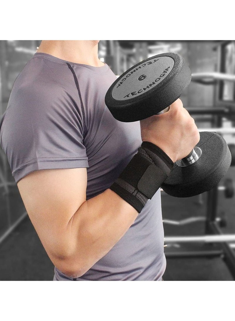 2 Pack Wrist Brace Carpal Tunnel, Wristbands Compression Strap, Wraps Support Sleeves for Work Fitness Weightlifting Sprains Tendonitis Pain Relief Breathable (Black, L)