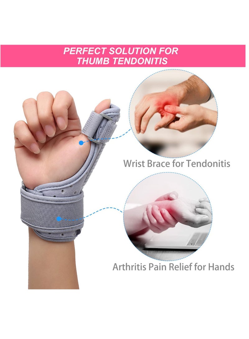 Reversible Thumb & Wrist Brace for Both Hands, Comfortable Support Splint Sprains, Arthritis, Tendonitis, BlackBerry Thumb, Lightweight and Breathable, Unisex Gray, 1 Pack(Regular)