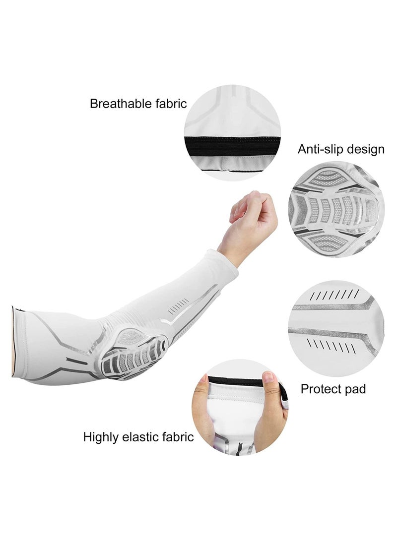 2 PCS Honeycomb Elbow Pads Protection Brace Tightening Breathable for Sports White L Size