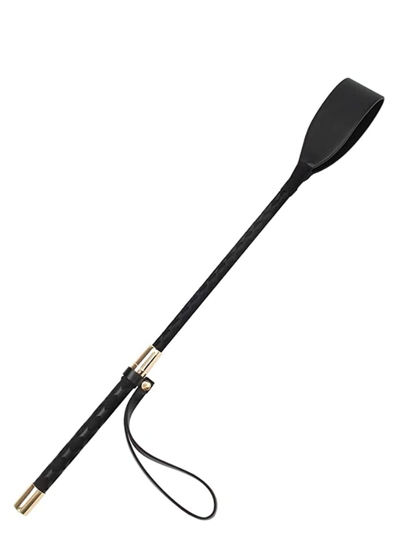 Riding Crop for Horse, Black Leather Equestrian Training Tool, 18-Inch Horse Whip with Double Slapper, Premium Quality Equestrianism Crop, Outdoor Tool