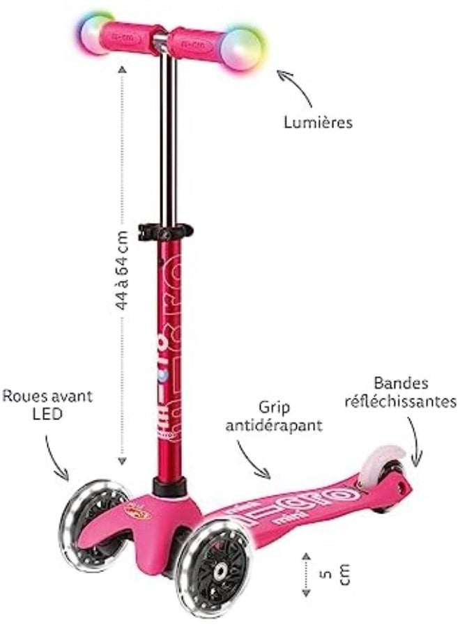 Scooter Mini Micro Deluxe Magic Pink LED Magischer Fahrspass auf drei Radern