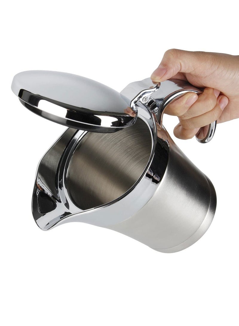 Gravy Pot, 450ml Gravy Boat Sauce Jug Stainless Steel Insulated Gravy Jug Custard Serving for Gravy, Custard, Cream, Sauce