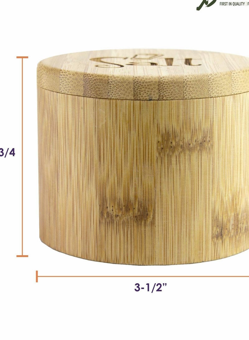 Totally Bamboo Salt Box, Storage Box with Magnetic Swivel Lid, Secure Durable & Organization for Seasonings, Round Container to Pepper Spice Bath Sea