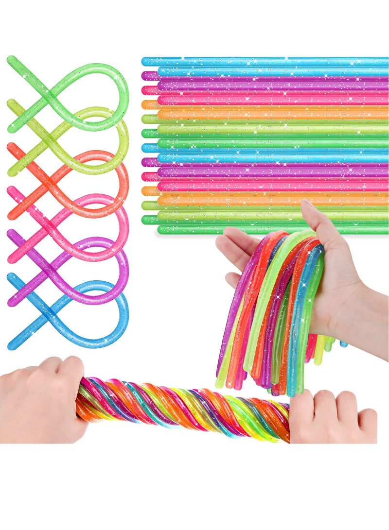Colorful Noodle Stretchy String Fidget Toys Elastic Strings for Birthday Party Treasure Box Classroom Rewards Carnival Prizes Colour Random, 24 Pcs