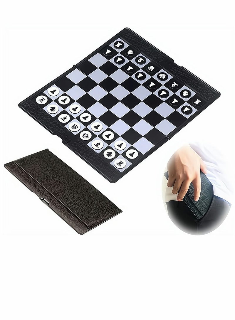 Chess Set, 7.9-Inch Mini Wallet Magnetic Travel Folding Board Game, Black and White Pieces Games, Educational Toys for Kids Adults, 1 Pcs