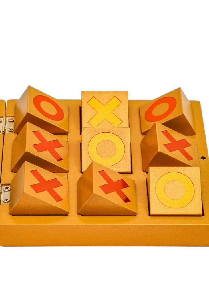 Tic Tac Toe Game Toy, Classic Wooden Checkerboard Educational Family Toys Set with Storage Box for Table, Decorations, Living Room, Tabletop Adults and Kids