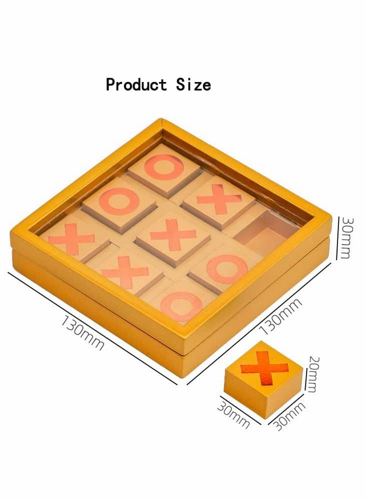 Tic Tac Toe Game Toy, Classic Wooden Checkerboard Educational Family Toys Set with Storage Box for Table, Decorations, Living Room, Tabletop Adults and Kids