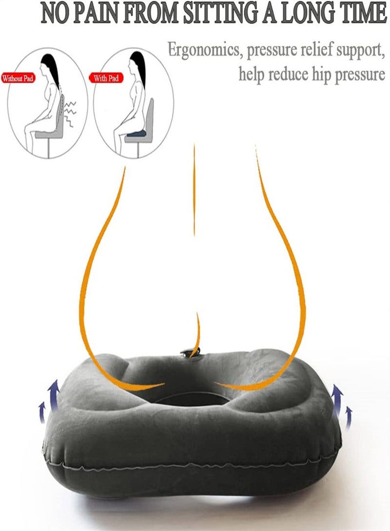 Inflatable Donut Cushion Seat for Office Chair, Portable Sciatica Pillow Sitting Tailbone Pain Car Cushions, Hemorrhoids Pressure Sores Wheel Prolonged Daily Use