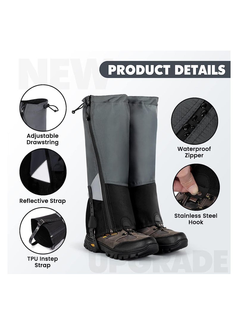 Waterproof Leg Gaiters for Hiking, Lightweight Breathable Boot with Upgraded Zipper Design Hiking Walking Climbing Hunting Skiing, L