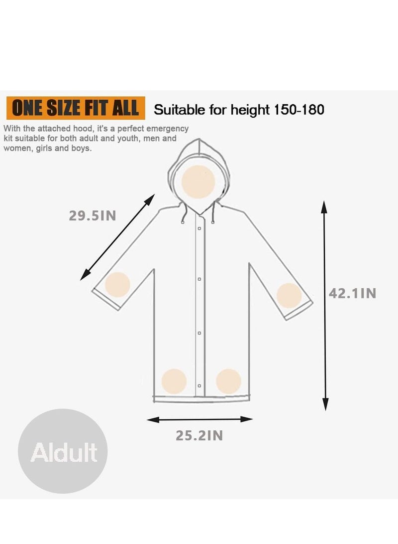 Rain Ponchos Raincoat EVA Waterproof Portable Jacket Coats Camping Hiking Outerwear Reusable With Hoods and Open Sleeves for Adults Men Women
