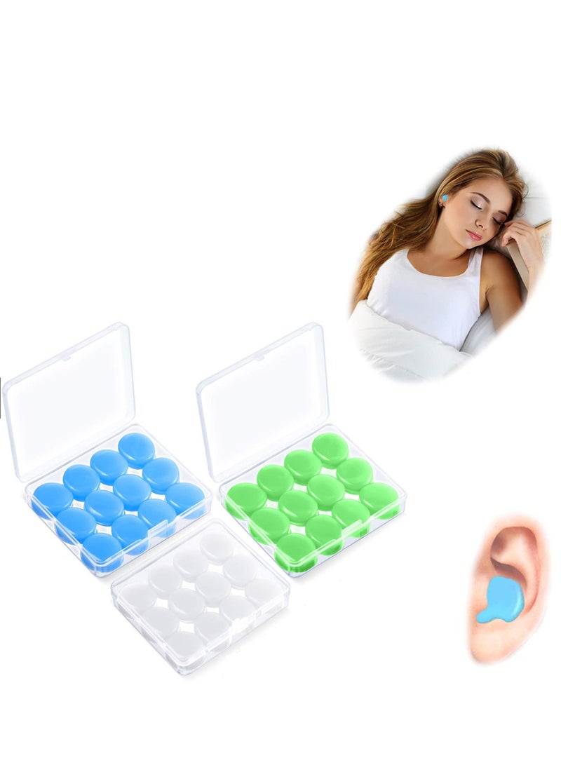 18 Pairs Ear Plugs for Sleeping Soft Reusable Moldable Silicone Earplugs Noise Cancelling Sound Blocking with Case Swimming