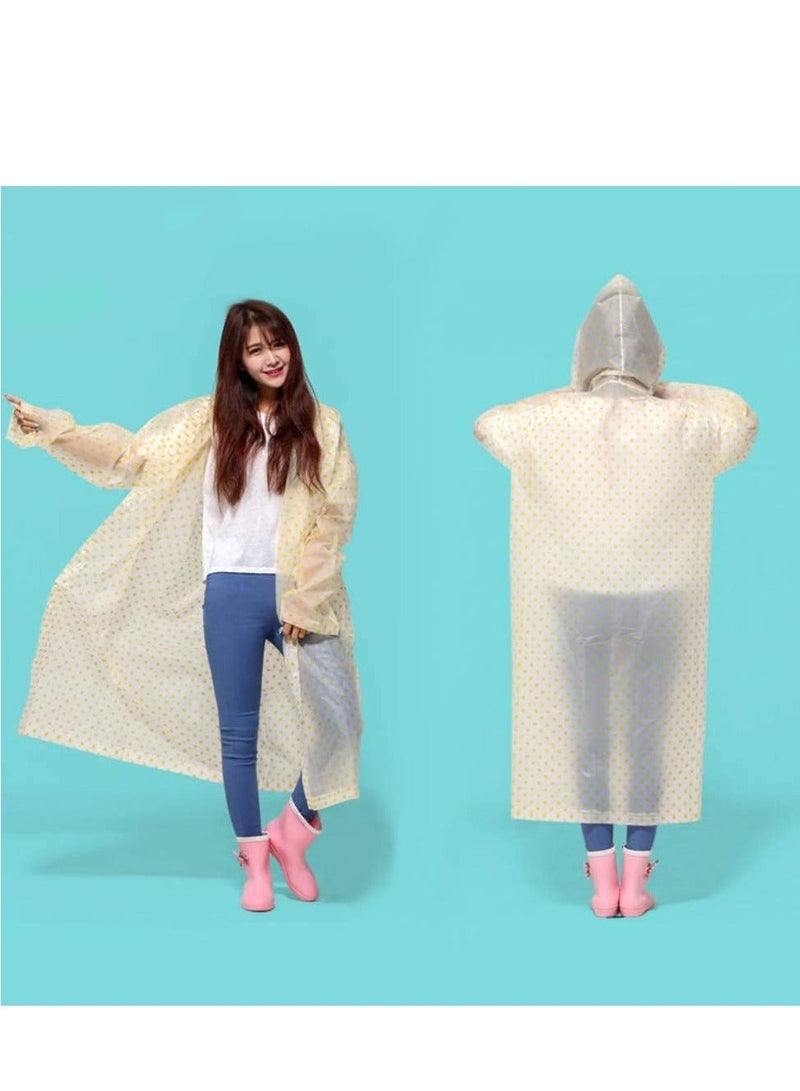 Rain Poncho with Hood - Adult Raincoat Waterproof Ponchos for Men Women, Emergency Survival Kit Outdoor Camping Hiking Travel and Theme Parks Cute Fun Dots Print