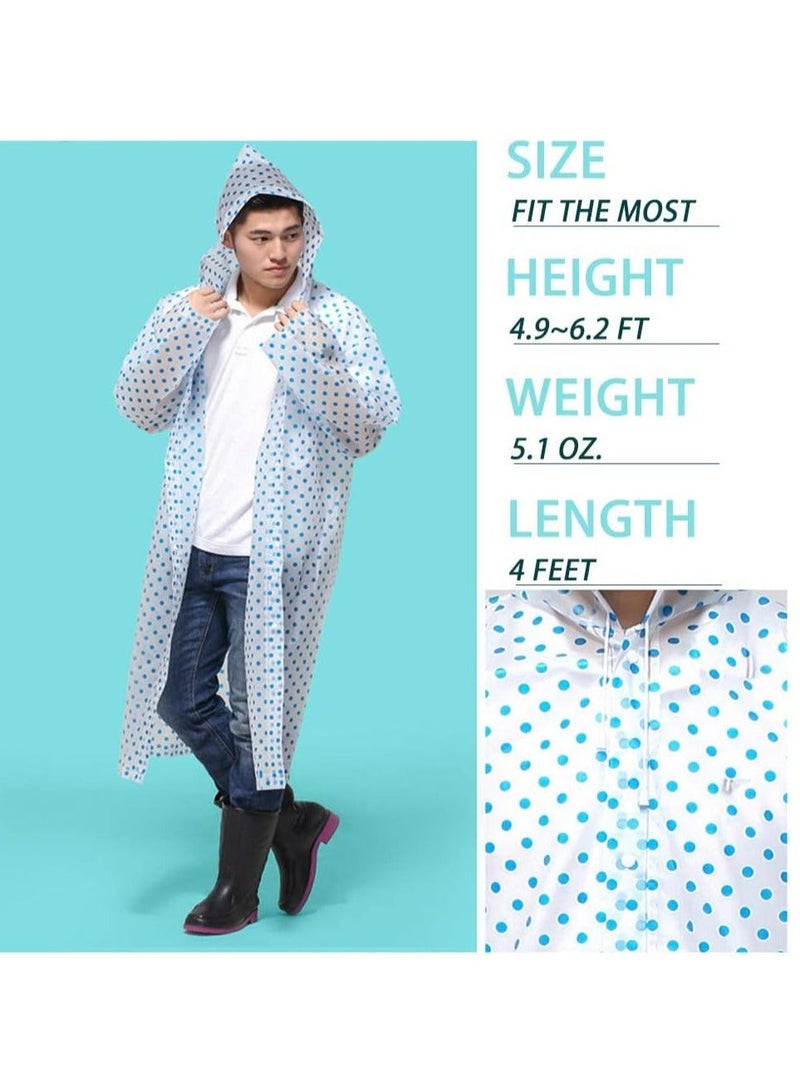 Rain Poncho with Hood - Adult Raincoat Waterproof Ponchos for Men Women, Emergency Survival Kit Outdoor Camping Hiking Travel and Theme Parks Cute Fun Dots Print