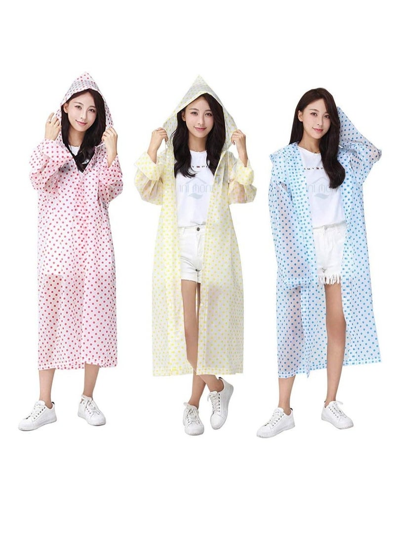 Rain Poncho with Hood - Adult Raincoat Waterproof Ponchos for Men Women, Emergency Survival Kit Outdoor Camping Hiking Travel and Theme Parks Cute Fun Dots Print